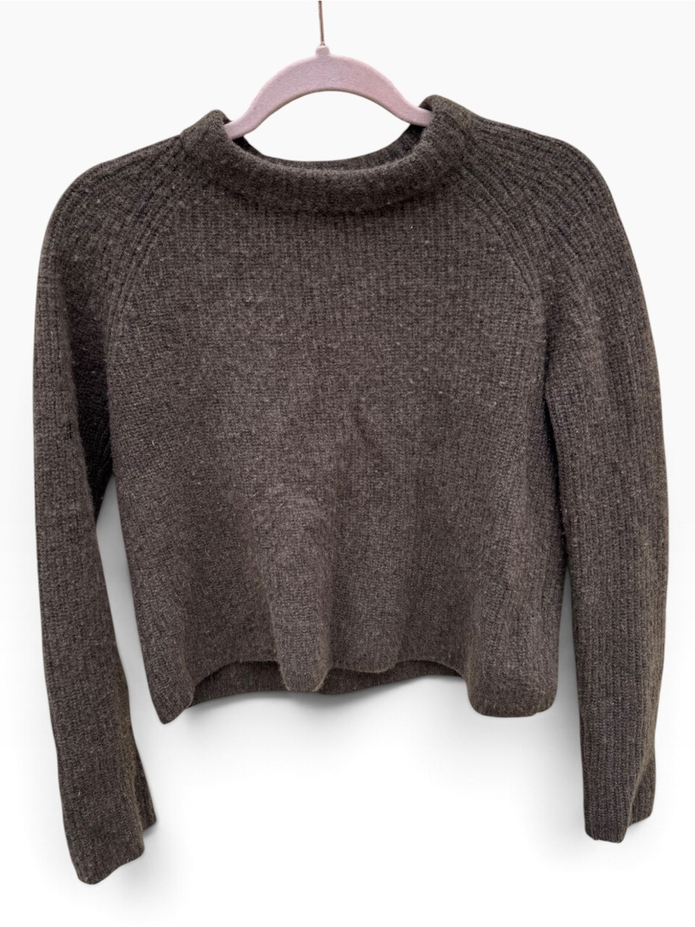 Quince Brown Ribbed Mock Neck Sweater